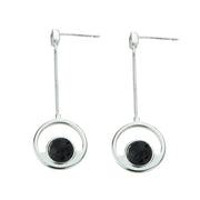 Pendientes de plata con círculo de lava volcánica